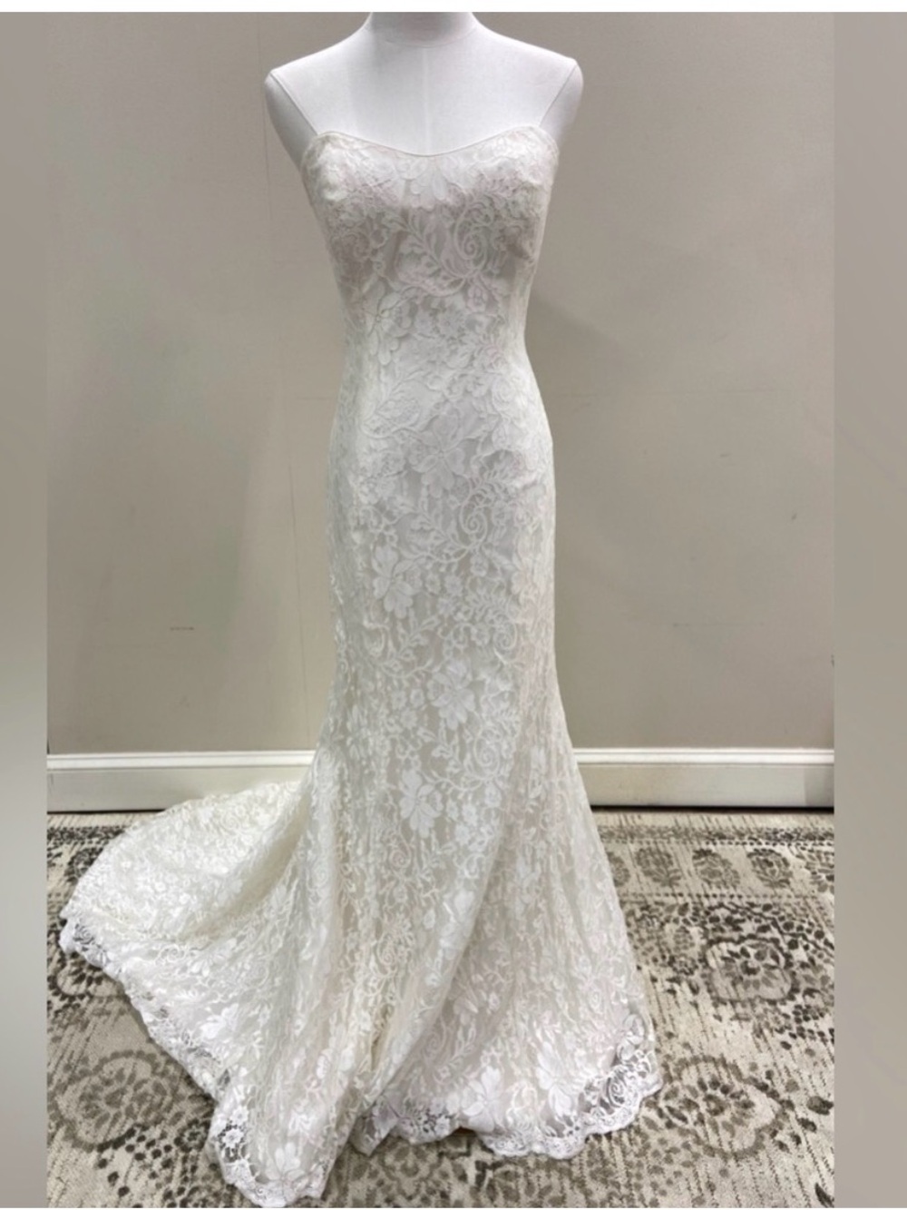 Maggie Sottero Ivory Lace Strapless Sheath Wedding Dress